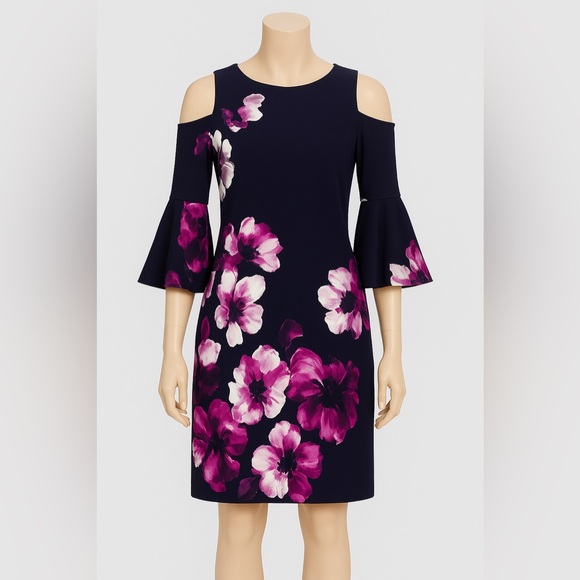 Ralph Lauren Dresses & Skirts - Ralph Lauren Floral Cold Shoulder‎ Dress | Size 2 | Bell Sleeves Cocktail